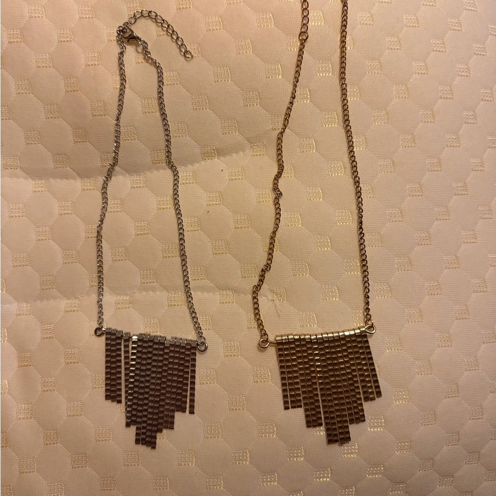 Chic Gold and Silver Geometric Necklace Set